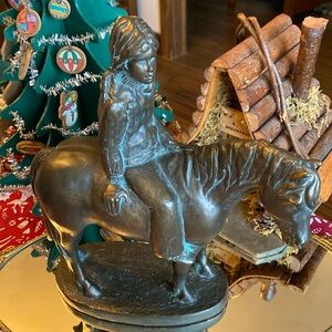 Girl on a Horse with Signature - Bronze